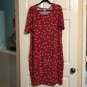 Pale red and pink polka dot LuLaRoe Julia
